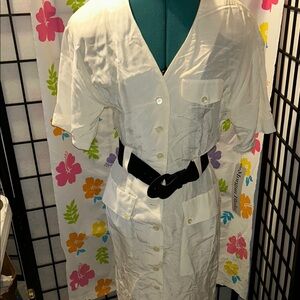 Donna Morgan Vintage Button-Up Dress with Black Belt